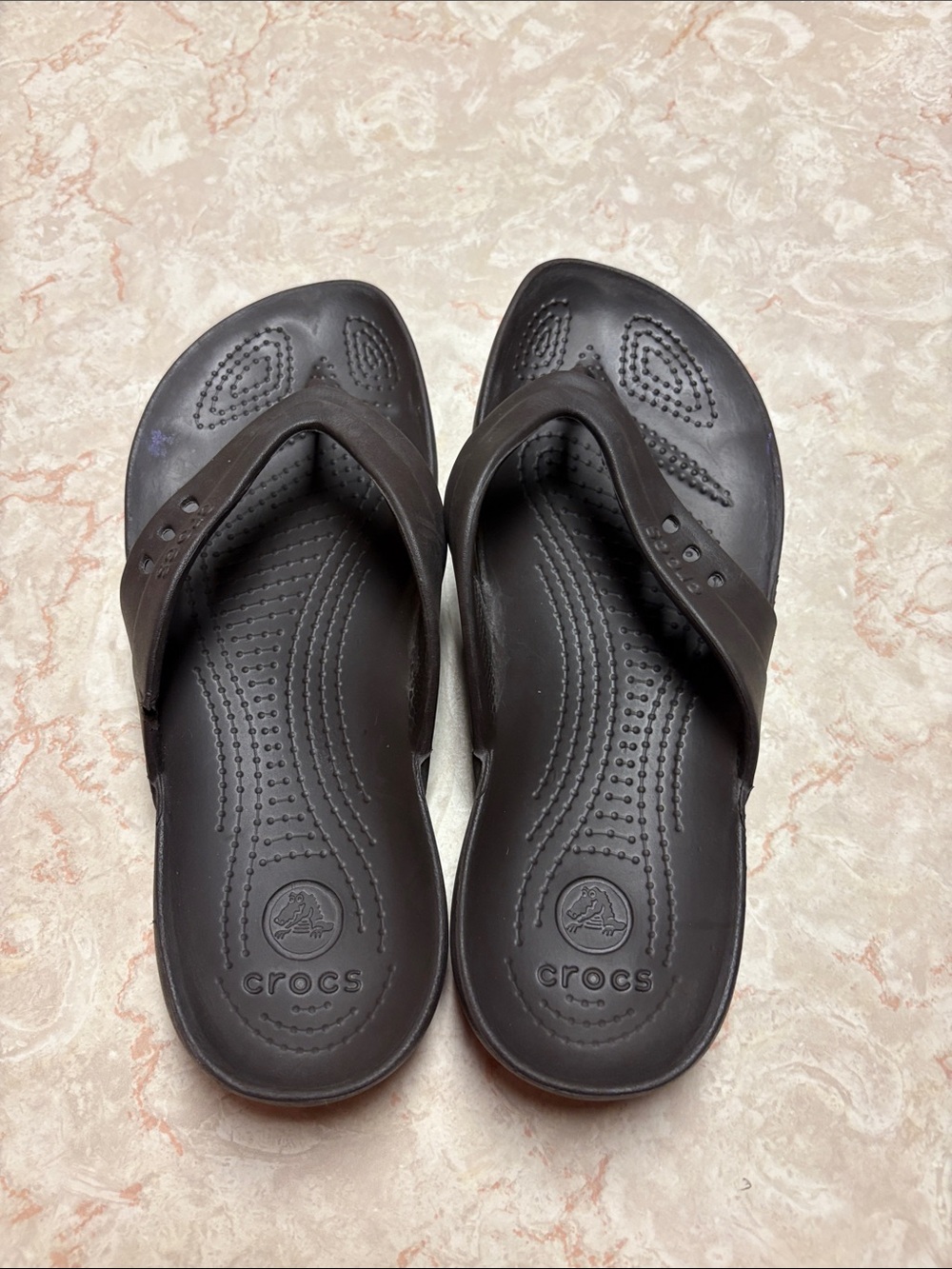 CROCS Men’s Dark Brown Comfort Flip-Flops